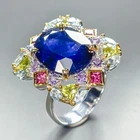 Jewellery ring 14 ct+ Blue Sapphire Ring 925 Sterling Silver Size 8 /R460916