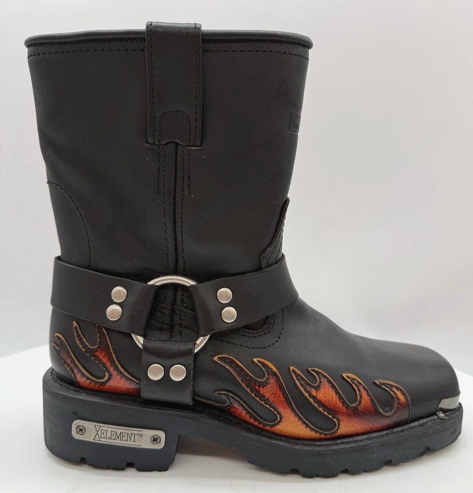XElement Cuero Arnés Botas Llamas Motocicleta Mujer 7.5M LU2490 Negro BONITO Foto 2 de 4