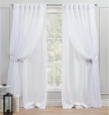 Catarina Layered Solid Room Darkening Blackout and Sheer Hidden Tab/Rod Pocket T