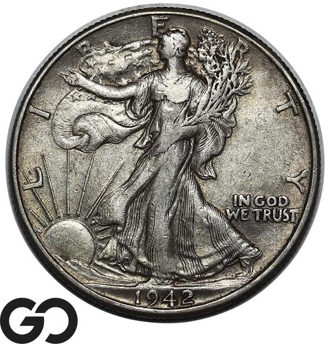 1942 Walking Liberty Half Dollar, Choice AU Silver Walker