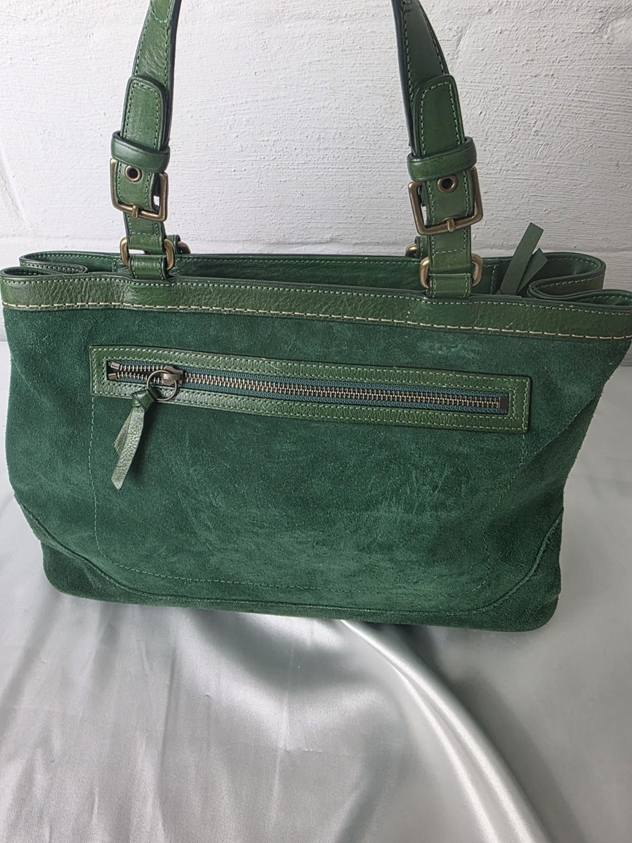 Vintage Coach 7477 Suede Tassel Satchel Bag Emerald Green Coach