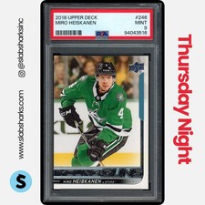 2018 UPPER DECK #246 MIRO HEISKANEN YOUNG GUNS RC ROOKIE PSA 9
