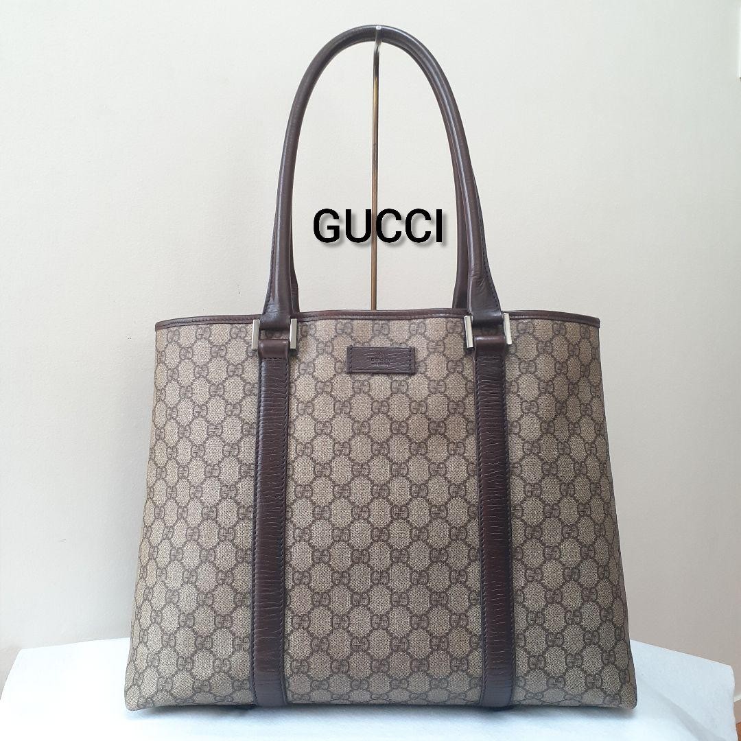 GUCCI GG Supreme Tote Bag Large A4 Size in Brown