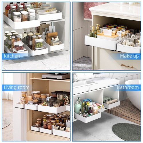 3pcs Cabinet Roll Out Tray Pull Out Drawer, Kitchen Organizer Box, Pullout Tray - Picture 8 of 24