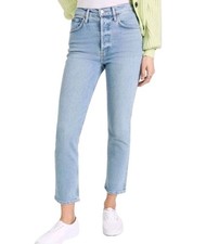AGOLDE Riley High Rise Straight Crop Button Fly Jeans In Shiver Size 25