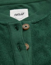 NWT Aerie Sherpa Henley Sweatshirt Size M Rugged Green Fleece Soft Oversized