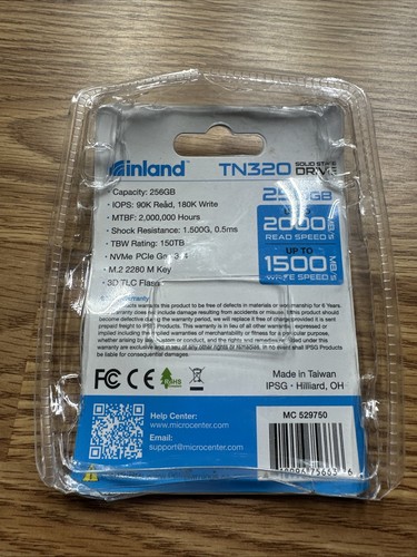 Inland TN320 - 256GB SSD - NVMe PCIe Gen 3.0x4 M.2 2280 - Afbeelding 3 van 4
