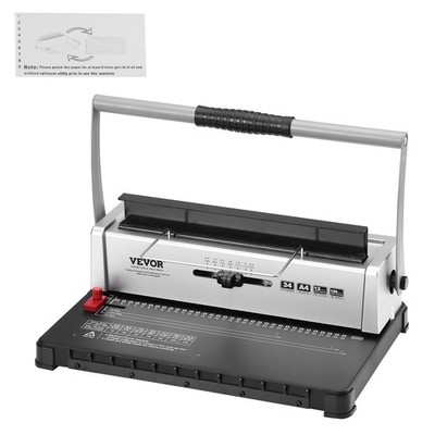 VEVOR Coil Binding Machine, Manual Book Maker 34-Holes Silver+ Black 