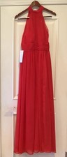 Azazie Bridesmaid Dress Maxi Red Size A6 Halter Neck 155143 Formal Dance NWT