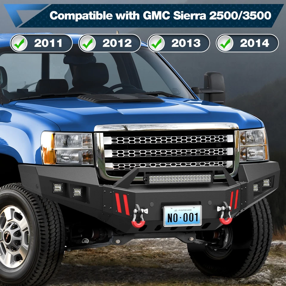 For 2011-2014 GMC Sierra 2500 3500HD Front or Rear Bumper with Winch LED Lights  Foto 2 de 4