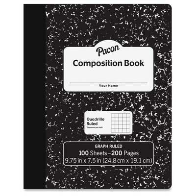 Pacon MMK37103 Marble Hard Cover Quad Rule Book 100 Sheets