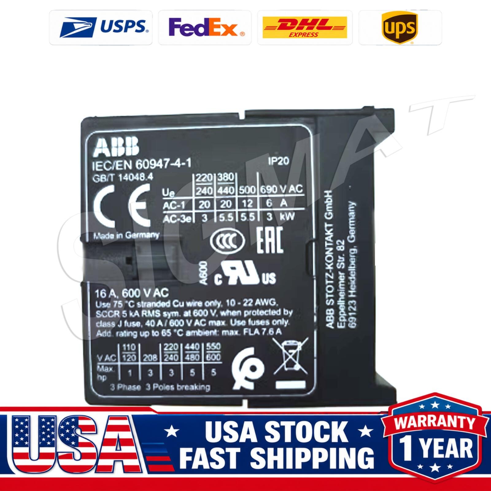 ABB IEC/EN60947-4-1 Contactor New In Box US Free TAX