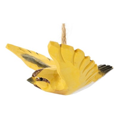 Erlenzeisig aus Holz mit Anhänger, Deko Vogel handgeschnitzt bemalt Baumschmuck