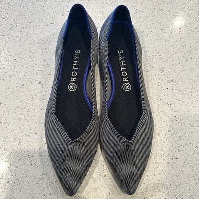ROTHY'S The Point Pebble Gray Birdseye Textile Ballet Flat US 12.5 EU 43.5 UK 10