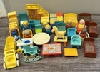 Vintage 70’s Little People Lot Wooden Figures House Hospital Furniture - Flaws