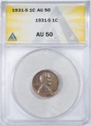 1931-S ANACS AU 50 Lincoln Wheat Cent Almost Uncirculated