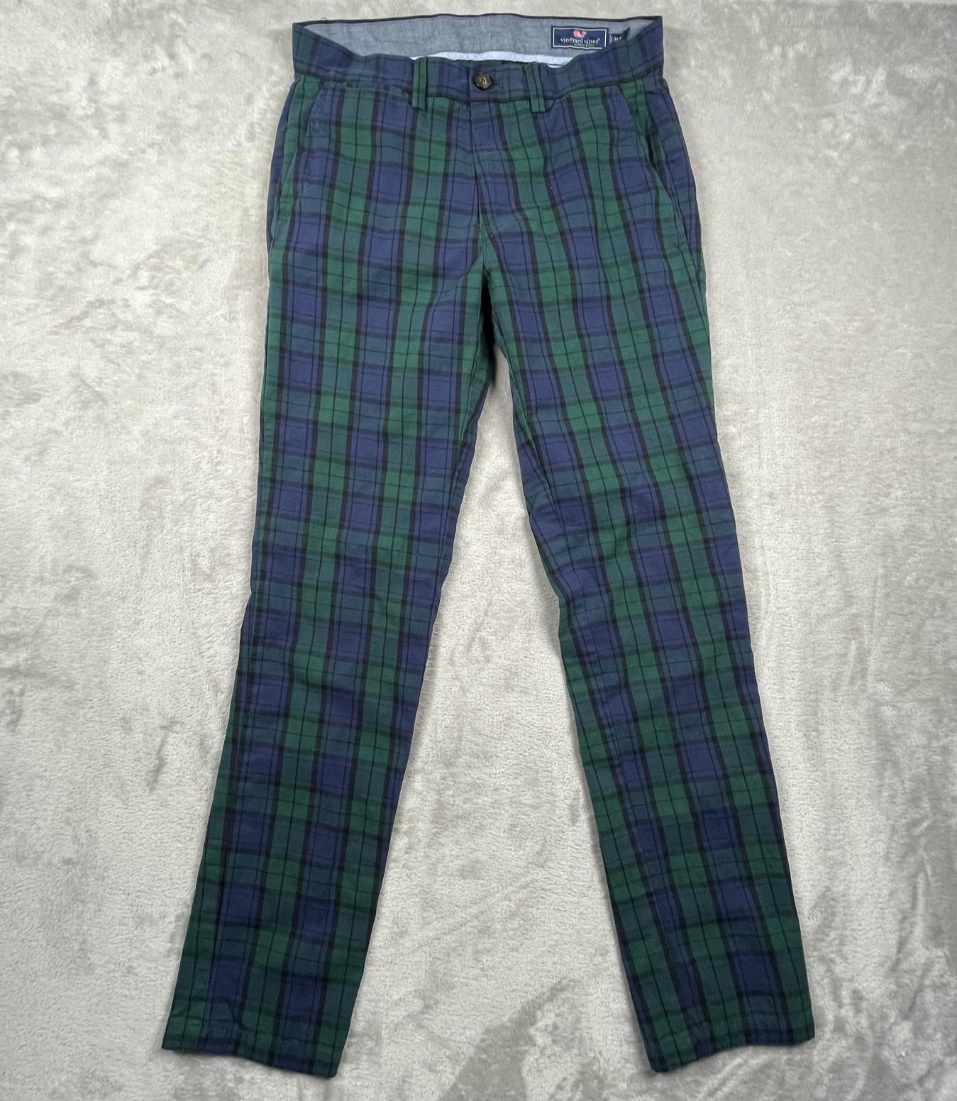 Vineyard Vines Pants Mens 30x32 Green Navy Breaker Chino Black Watch Tartan