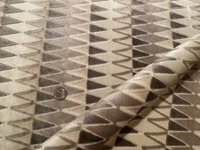 1.1YD VILLA NOVA V3161/04  LERWICK Driftwood Geometric Velvet Fabric $175Retail 