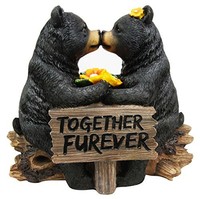 7 Tall Romantic Black Bear Couple In Courtship By Wooden Log Decorative 7 Tall Romantic Black Bear Couple In Courtship By Wooden Log Decorative