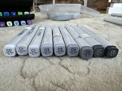 COPIC Markers Cool Gray 9x Used Set