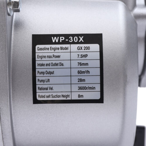 3 Zoll Benzin Wasserpumpe 60m3/H 7,5 PS Halbmüllpumpe Afrika Bewässerung USA - Bild 12 von 36