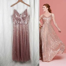 Christina Wu Celebrations rose gold sequin evening gown bridesmaid wedding prom