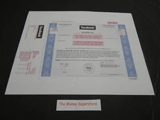 facebook stock certificate COPY of original document item #206.
