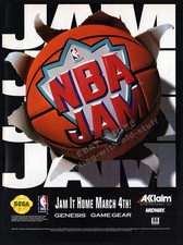 NBA JAM__Original 1994 print AD / game promo__Sega Genesis_Game Gear__basketball