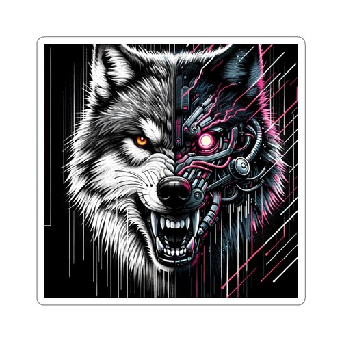 Sticker Cynical Cyber Wolf Noir Art Y2K Aesthetic AOP Vicious 2x2 3x3 4x4 6x6 - Picture 8 of 13