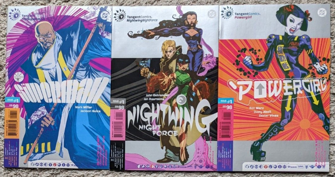 Lot of 3 TANGENT COMICS. 1998. Superman, Nightwing, Power Girl. Near Mint.