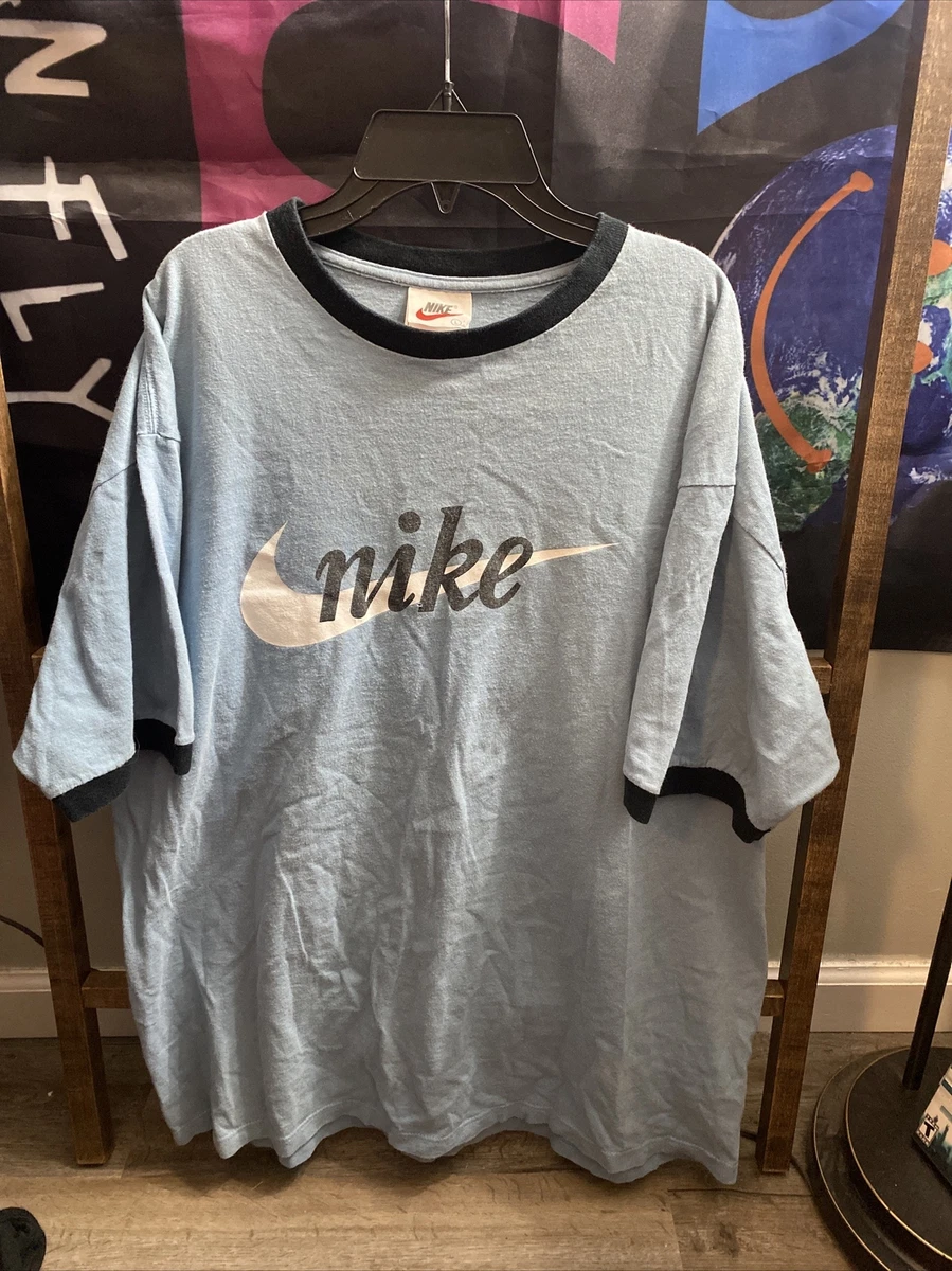 Vintage 90s Made In USA Nike Center Swoosh Spell-out T Shirt L Athletic Tee
