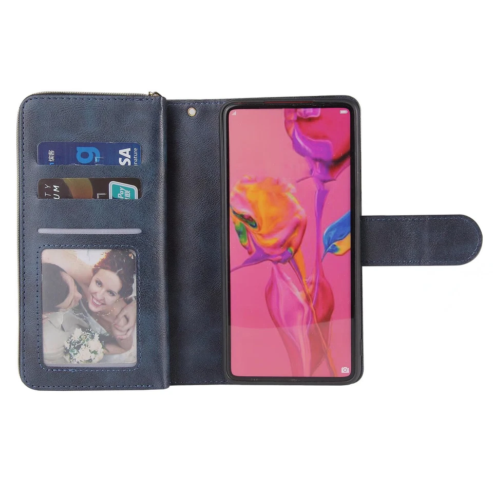 For OnePlus One Wallet Case 9Card Zipper Slots Kickstand Flip Leather Phone Case - Image 4 of 4