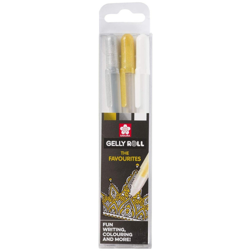 Sakura Gelly Roll Gold, Silver & White Gel Pen Set (3pc)