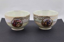 SET OF 2 BOHEMIAN CZECHOSLOVAKIA VICTORIAN LADIES LUSTERWARE FRUIT BOWLS - MINT