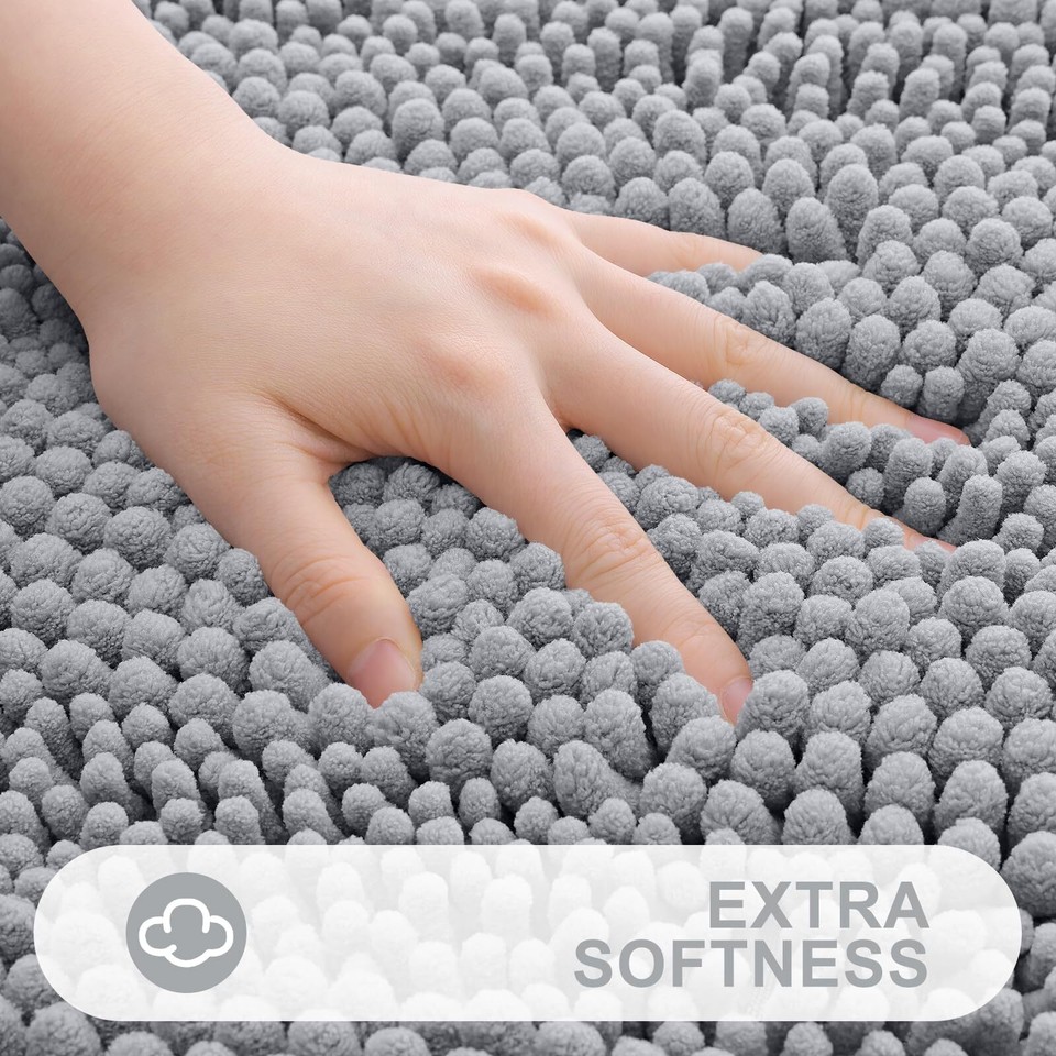 Grandaily Chenille Striped Bathroom Rug Mat Extra Thick and Absorbent ...