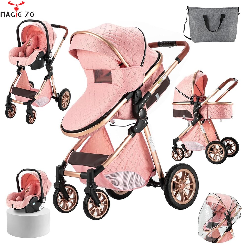 3 in 1 High Landscape Stroller Reclining Baby Carriage Foldable Baby Bassinet