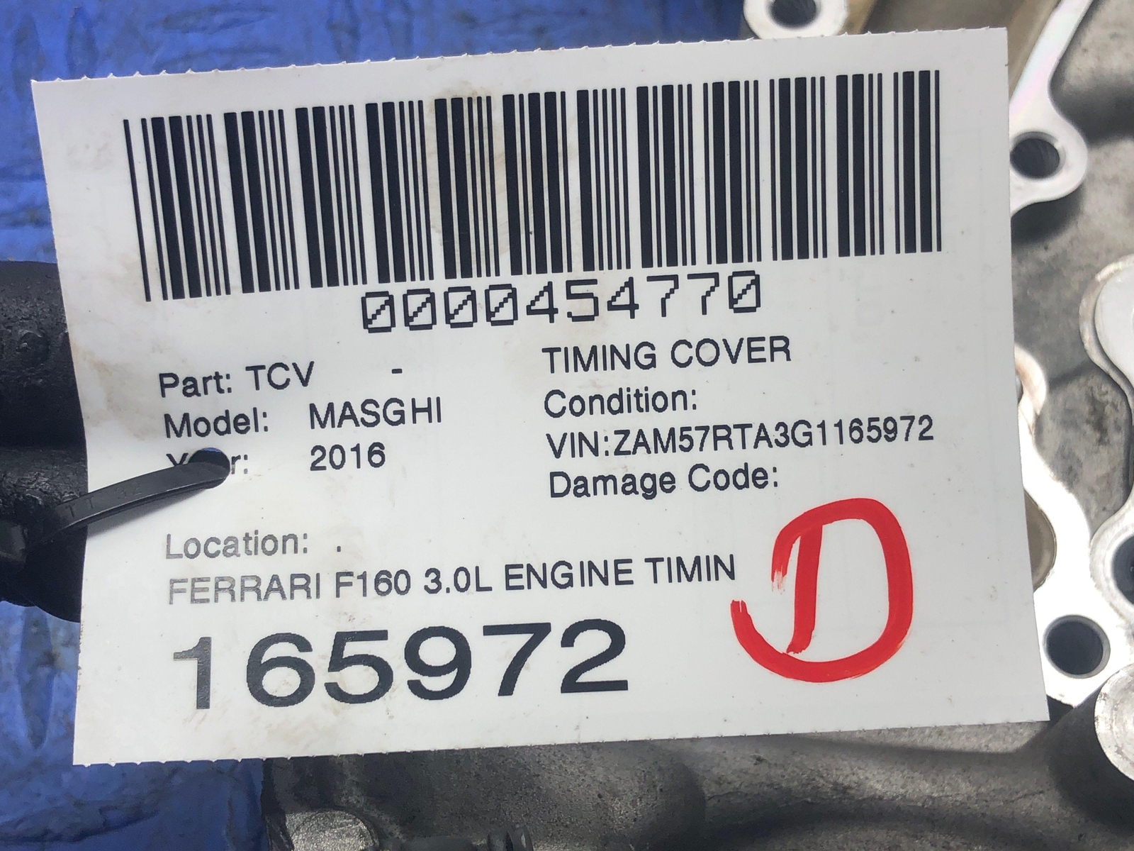 2014-2021 MASERATI GHIBLI FERRARI F160 3.0L ENGINE TIMING CHAIN COVER OEM 2015