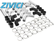 Hose Aluminum Universal Intercooler Turbo Piping pipe Kit+clamps Black 64mm 2.5"