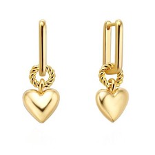 Gold Huggie Hoop Earrings for Women, 14K Gold Plated Heart Earrings Dangle Dr...