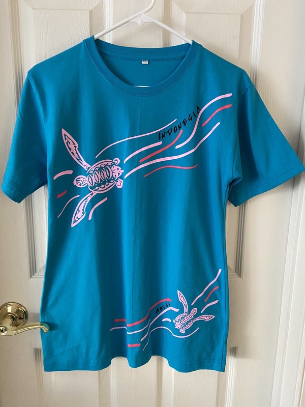 UNISEX TEAL T-SHIRT W/ PINK TURTLES AND ABYSS SCUBA DIVING LOGO-SIZE-XXL --NEW