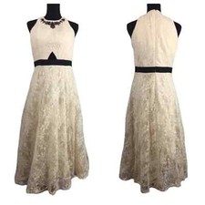 Little Mistress Lace Midi Dress Jewel Neck 8 Tall 8T Embellished