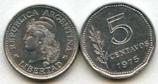 50 1970-1975 Argentina KM65 (U) 5 Centavos Lot ED