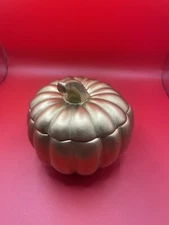 Hallmark Gold Pumpkin Candle Holder (Candle Not Included) Halloween Decor