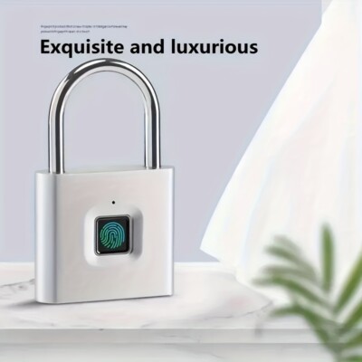 1pc USB-Alloy Mini Smart Fingerprint Padlock,Keyless Entry  36V OperatingVoltage