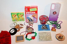 Vintage Junk Drawer Lot Collectibles Game Jewelry Phone Case Ornament Pin Glass