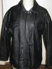 PRETTY POLLY BLACK FAUX LEATHER JACKET STYLED SHIRT   Sz 2