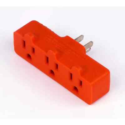 Heavy-Duty Grounded Triple Tap Adapter, 3-Way Electrical Splitter, 3 Outlet, New