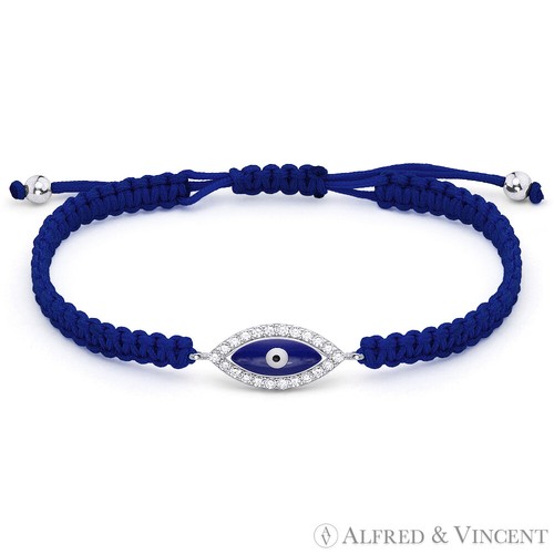 Evil Eye Turkish Nazar Greek Hamsa Charm Jewish Sterling Silver Macrame Bracelet - Picture 6 of 8