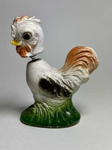 Vintage Chalk Ware Easter Chick Bobble Head Nodder Decoration Chicken - Picture 6 of 8