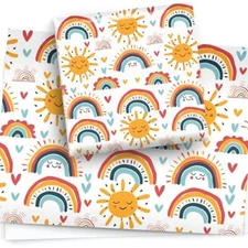  4 x Wrapping Paper Sheets Rainbow Sun & Heart Design Perfect For Birthday 